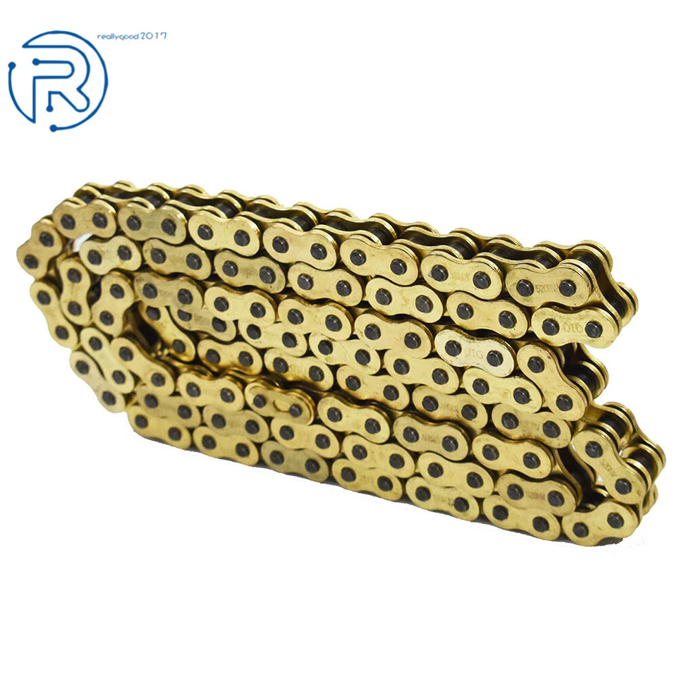 Cadena de transmisión color dorado 520 x114 ATV moto 520 paso 114 eslabones con junta tórica Foto 4 de 4