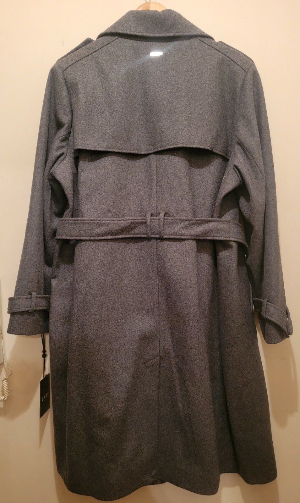 DKNY Women's plus size Double Breasted Wool Blend Felt Trench Coat Gray sz 2x image 7