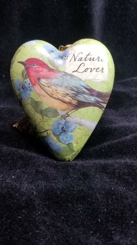 Nature Lover Bird Heart Ornament/Figurine By Susan Winget  Art Hearts  - Picture 1 of 8