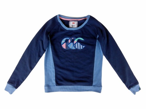 Canterbury Uglies Women's Vintage Navy Sky Blue Jumper - Size 8