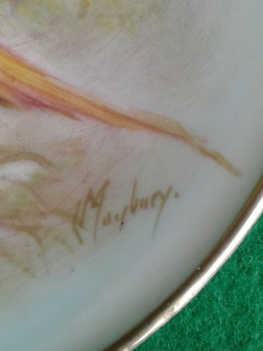ROYAL WORCESTER HAND PAINTED PHEASANT PIN DISH - SIGNED L. MAYBURY - 1954. - Picture 5 of 8