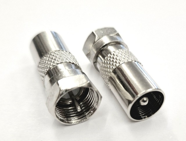Adattatore connettore spina aerea maschio F maschio spina a coassiale RF adattamento rapido x 2- Adattatore connettore spina aerea maschio F maschio spina a coassiale RF adattamento rapido x 2-
