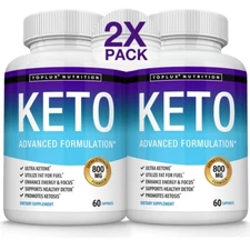 2 Packs Keto Diet DETOX Pills 800 MG - Ketosis Supplements Fat Burn & Carb