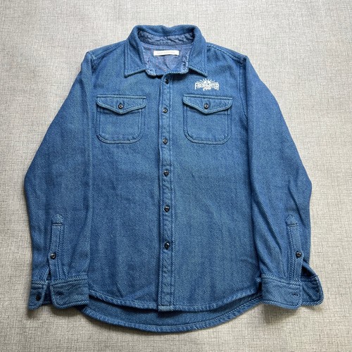 Outerknown Deckenhemd Herren M blau Bio Baumwolle schwerer Flanell
