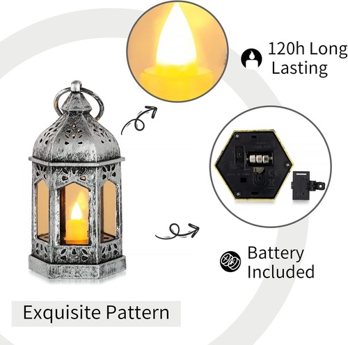 Romadedi 20 Pack Mini Silver Decorative Lanterns, Small Hanging Lantern Candles - Picture 6 of 7