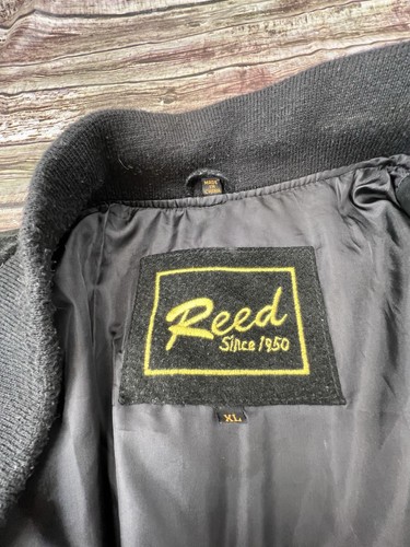 Vintage Reed Sportswear Herren schwarz Wildleder Leder Reißverschluss vorne Bomberjacke-Größe XL - Bild 3 von 5