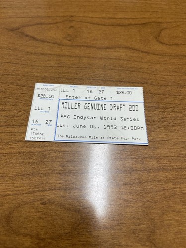 6. Juni 1993 Miller Original Draft 200 Ticket — Nigel Mansell Gewinner