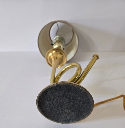 Brass Vintage Hunter's Horn Lamp, Rare, Small Fox Hunting Bugle Horn Table Lamp - Picture 3 of 5