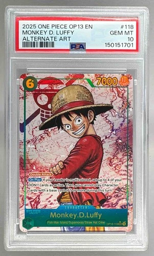 1701 Monkey D. Luffy 2025 One Piece Carrying On His Will OP13-118 Alt Art PSA 10