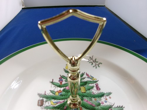 SPODE CHRISTMAS TREE HOSTESS / TIDBIT TRAY SERVING PLATE 1 TIER S 3324 P - Picture 4 of 7