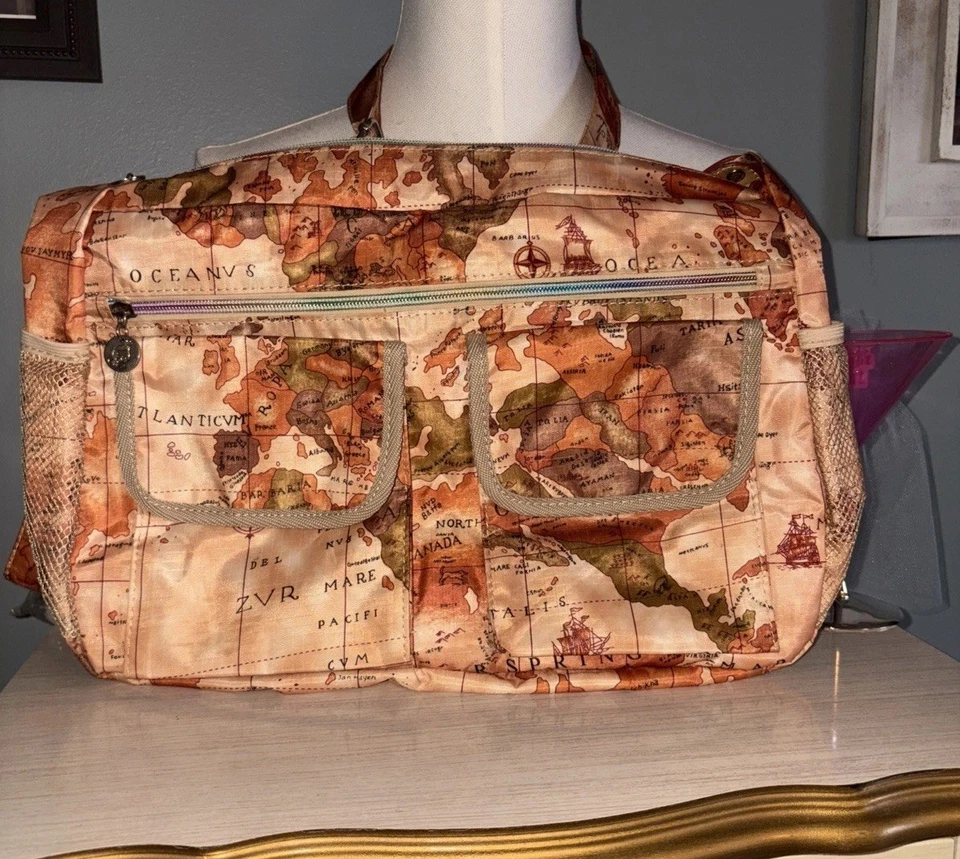 Bolso Bandolera Alviero Martini Tilasse Bolso de Mano Cremallera Bolsillos Mensajero Mapa Prisma Dorado Foto 2 de 4