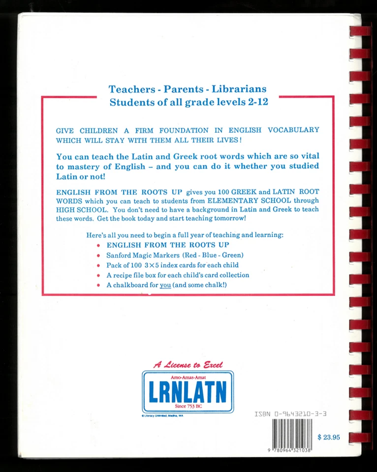 ENGLISH FROM THE ROOTS UP VOLUME 1  BOOK + CARDS Lundquist, Reading Spelling SAT - Image 2 of 4