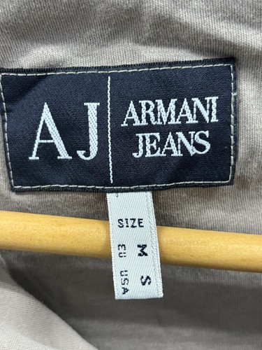 AJ Armani Jeans Polo Shirt Mens Small Beige Cotton Long Sleeve 1/4 Zip - Picture 4 of 8