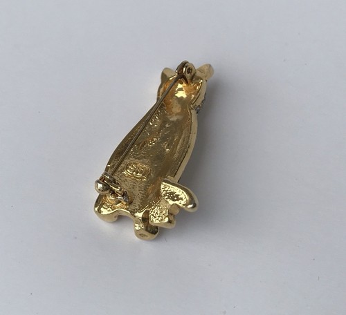 Vintage Designer Steinmetz SFJ Crystal Gold Tone Cat Brooch Pin - Picture 6 of 12