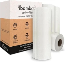 Ibambo Bamboo Paper Towels Reusable | Absorbent, Heavy Duty & 6 Rolls 