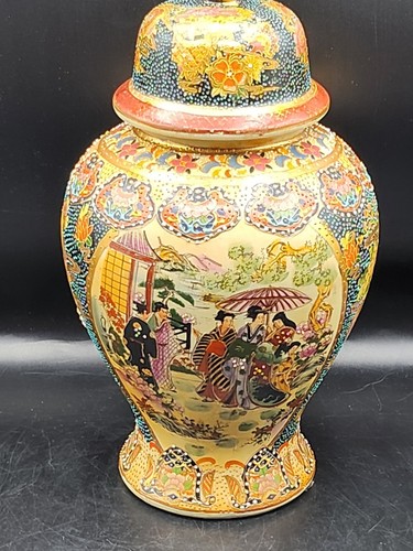 Tarro de jengibre cubierto Royal Satsuma japonés 12" H. Como nuevo - Imagen 3 de 12