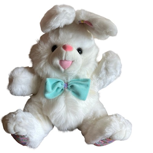 15" Vintage White Printed Ear Bunny Easter Egg Bow Tie - Picture 9 of 9