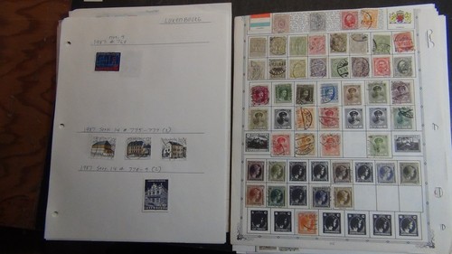 Briefmarkenweis Luxemburg Briefmarken auf Seiten Pergamin est 1100 Marken im Pizzakarton - Bild 12 von 24