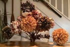 12 X Artificial Flowers inc. Chrysanthemums in Browns & Orange - Bundle / JobLot