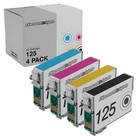 4 Black & Color 125 Set T125 Reman Ink Cartridge for Epson Workforce 320 323 325