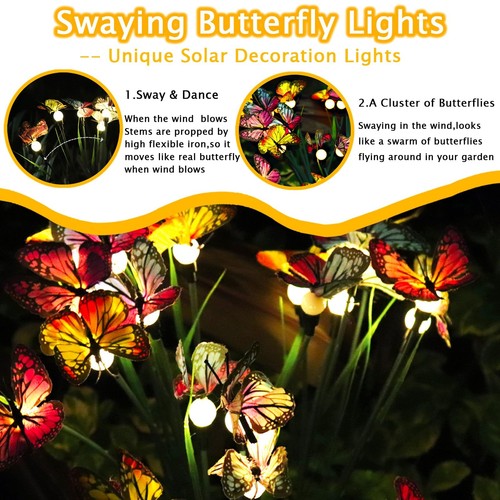 Swaying Solar Butterfly Light, Solar Garden Lights Outdoor Waterproof,Garden ... - Picture 9 of 9