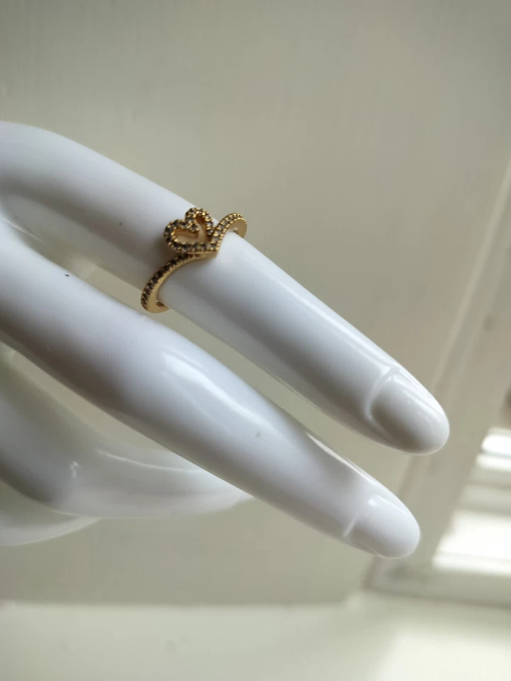 Anillo Pandora Chapado en Oro Brillante Corazón Talla 7 Foto 2 de 4