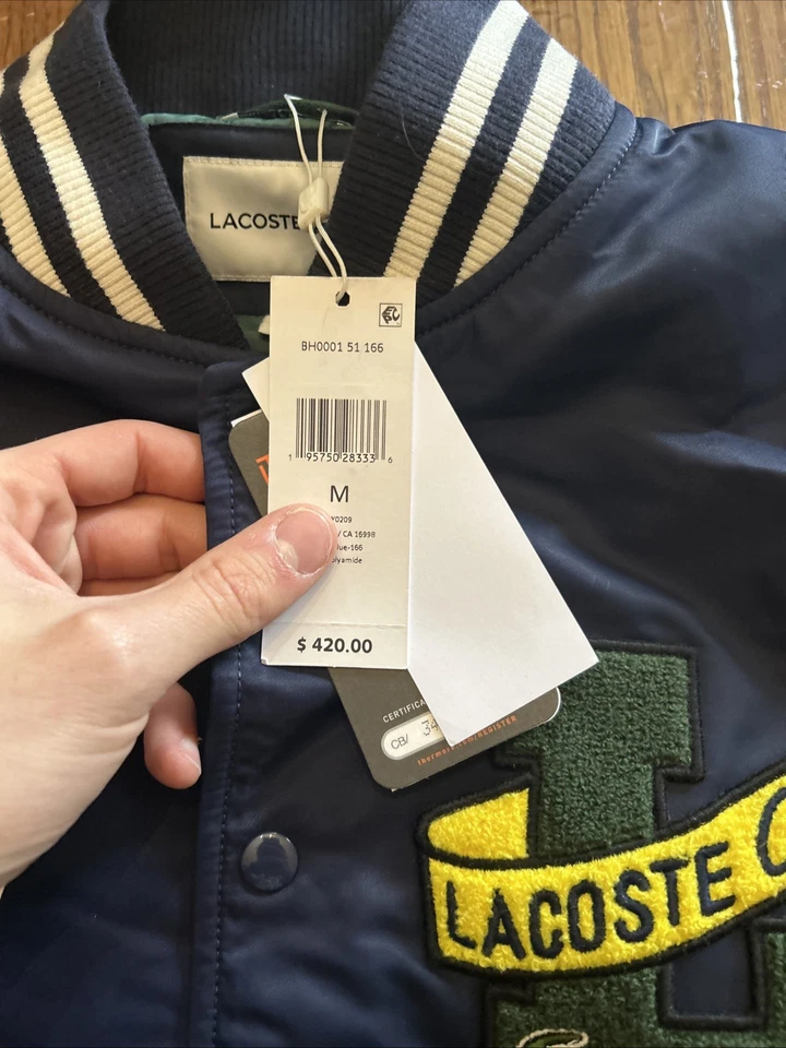 Chaqueta de bombardero Lacoste Live Le Club aislada para hombre XL azul Foto 3 de 4