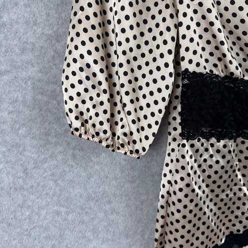 Vintage Y2K Charlotte Russe Satin Wrap Blouse S Lace Polka Dot Coquette - Picture 7 of 16