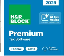 H&R Block Tax Software PREMIUM 2025 FREE Fed eFILE  lNSTANT-Key+Iink for  PC/Mac