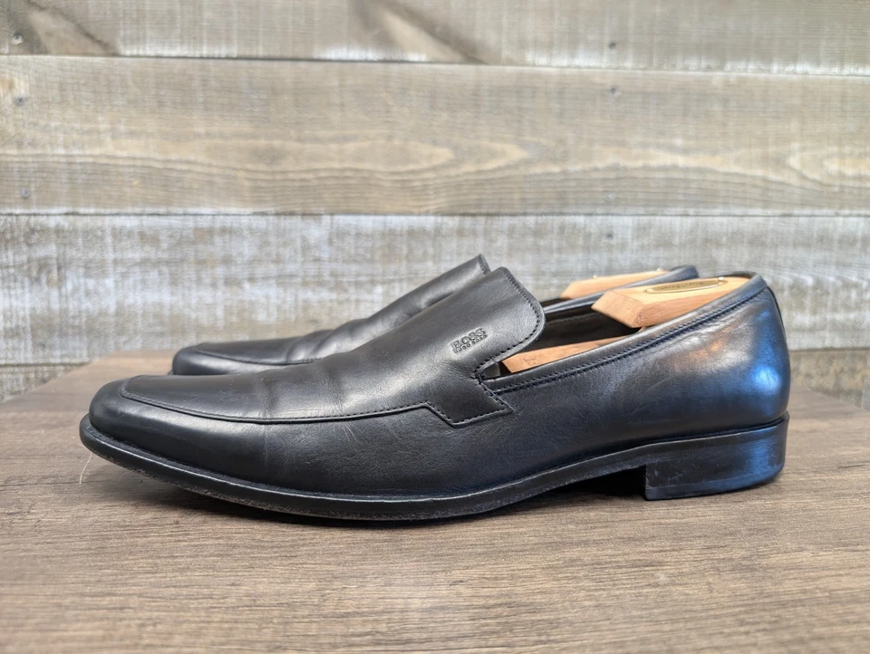 HUGO BOSS венецианский черный кожаный скольжения на платье мокасины туфли мужские 11,5 - Изображение 4 из 4