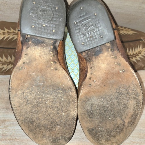 Vintage Tony Lama Bull Shoulder Cowboy Boots Gold Label Mens Size 9.5E USA - Picture 10 of 13