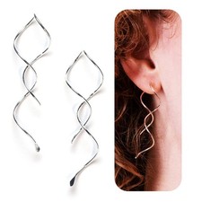 Spiral Threader Earring, Sterling Silver Dangle Earring