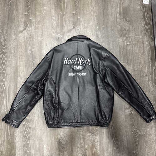 Vintage Hard Rock Cafe New York Large Leather Biker Jacket Excellent Condition - Picture 8 of 12