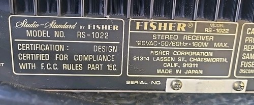 Vintage Fisher Studio Standard Stereo Reciever * RS-1022 MIJ Japan 1977 Bench Tested - Bild 16 von 24
