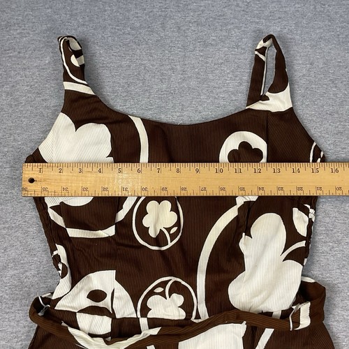 Vintage 50’s - 60’s Ribbed Cotton Bathing/Swimsuit Catalina Size 16 Brown Floral - Picture 16 of 19