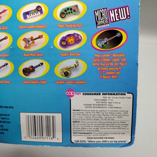 New Sealed NIB 1995 CAP Toys MICRO JAMMERS Country Diddlin' Fiddle Violin Toy - Picture 10 of 12