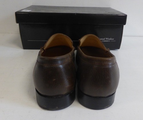 Samuel Windsor - Men's - Brown Leather Slip On Loafers - UK Size 10 - Picture 4 of 5