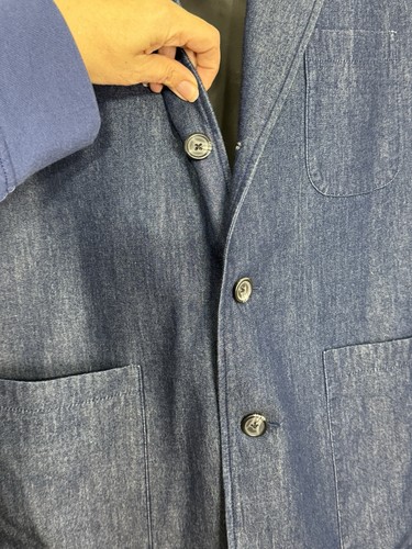 J. Peterman Men's Blazer 42 Denim Chore Sport Coat Jacket Cotton Normcore Preppy - Picture 7 of 13