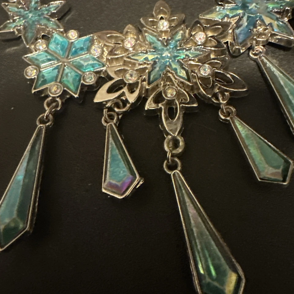 Numbered Euro Disney London Elsa Necklace Snowflake Frozen Ice Blue Collectible - Image 2 of 4