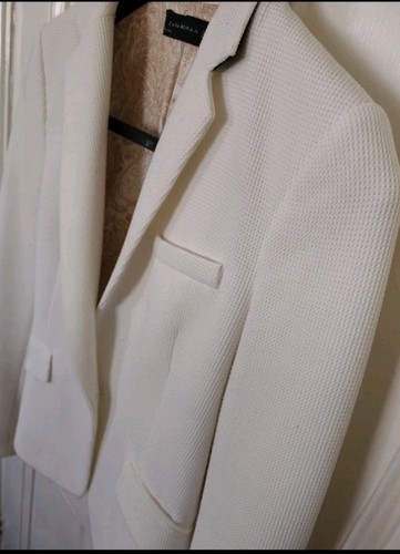 RARE ZARA OFF WHITE ECRU TEXTURED WAFFLE JACKET BLAZER ASO ROYAL KATE XS Uk 6 2 - Picture 6 of 10