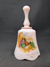 HAND-PAINTED! 6½" Fenton Dinner Bell THANKSGIVING 1990 Pink Glass SUSAN BRYAN