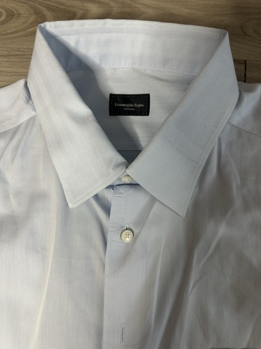 Ermenegildo Zegna Su Misura Dress Shirt Men Blue Sz 46/18 - Picture 8 of 15