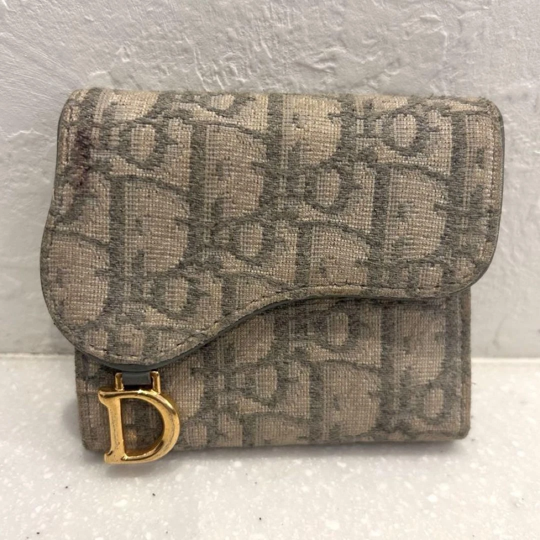 Portefeuille Dior Christian Trotter triple gris compact