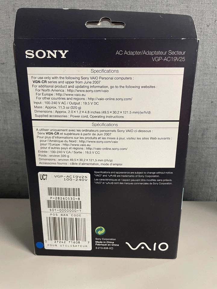 Sony Vaio AC Adapter Charger VGP-AC19V25 - New Sealed Box - Image 2 of 3