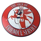 Vintage Mobil Sign - Pegasus Friendly Service Gas Pump Service Porcelain Sign