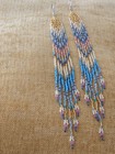 7" Long Handmade Chandelier Boho Style Dangle Seed Bead Earring.