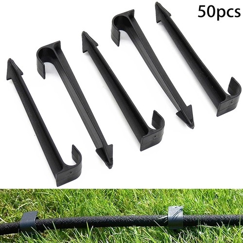 50Pcs Pipe Ground Stakes Drip Irrigation Hose Holder Spikes Leaky Soaker Pack - Imagen 24 de 24
