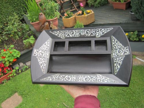 Rare & Unusual Antique Coromandel Desk Stand with Mother of Pearl Inlay - Picture 11 of 12