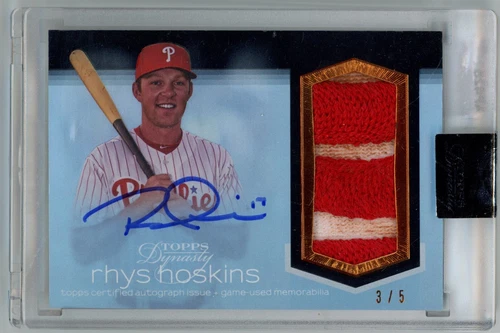 2018 Topps Dynasty RHYS HOSKINS /5 Auto GAME USED Dirty Patch RC 3/5 AP428