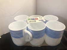 Arcoroc Opal Brush Blue Stackable Mug 6 Case Restaurant Bar Box Vintage